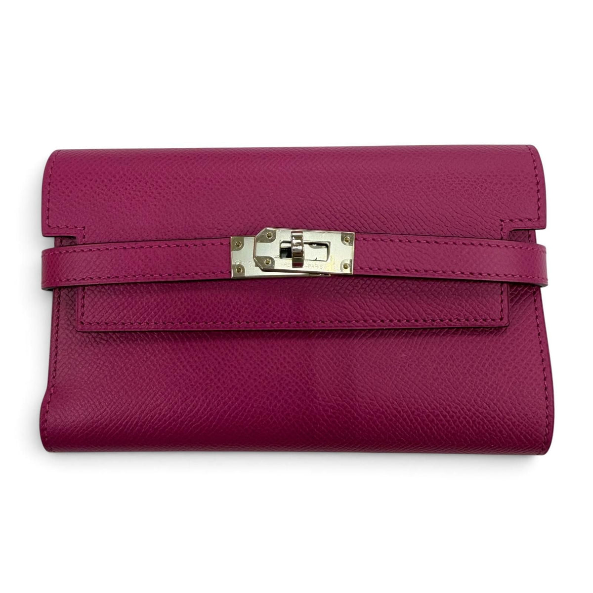 Hermes Kelly Wallet Medium Veau Epsom Rose Purple Silver Compact