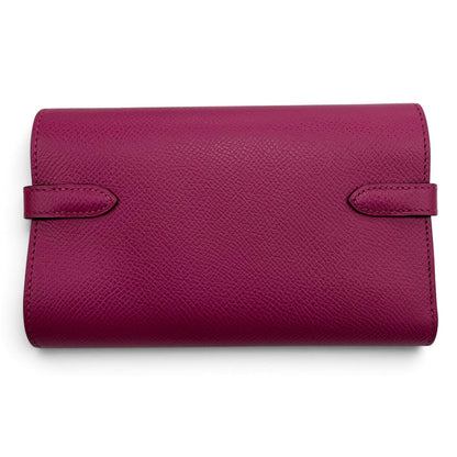 Hermes Kelly Wallet Medium Veau Epsom Rose Purple Silver Compact — view 3