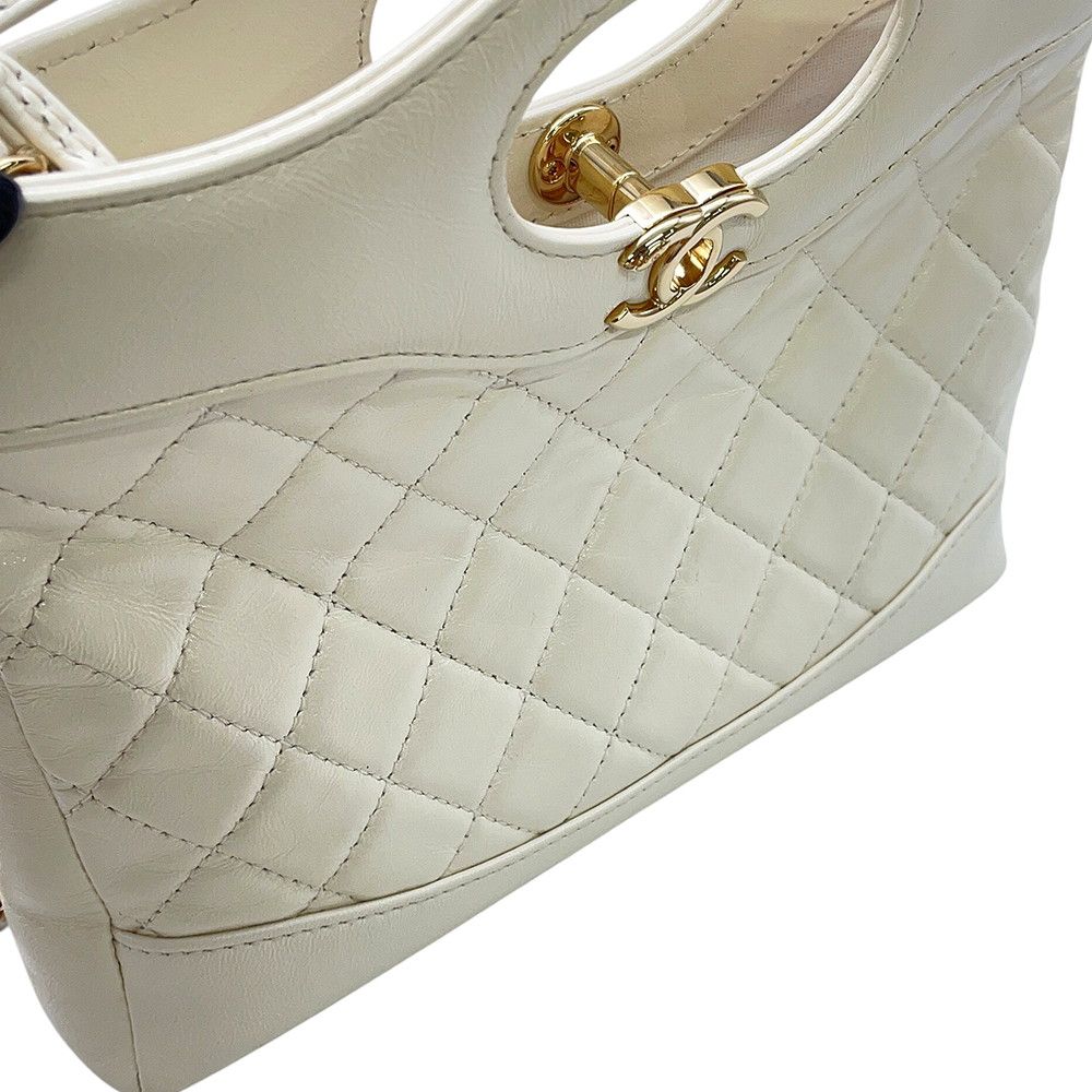 Chanel Chain Shoulder Bag Quilted Mini Shopping Shiny Calfskin White — view 8