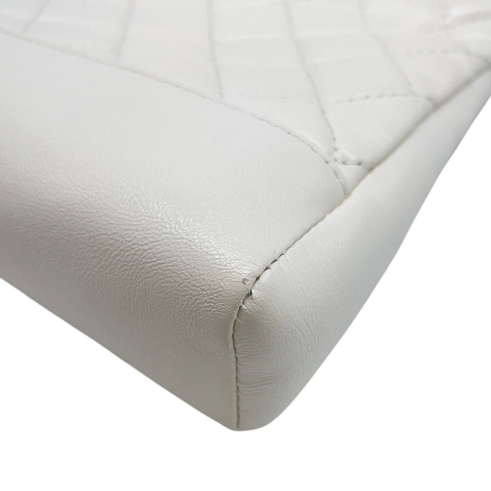 Chanel Chain Shoulder Bag Quilted Mini Shopping Shiny Calfskin White — view 7