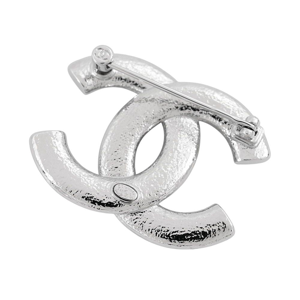 Chanel Brooch CC Logo Metal Rhinestone Enamel C Cahnel — view 3