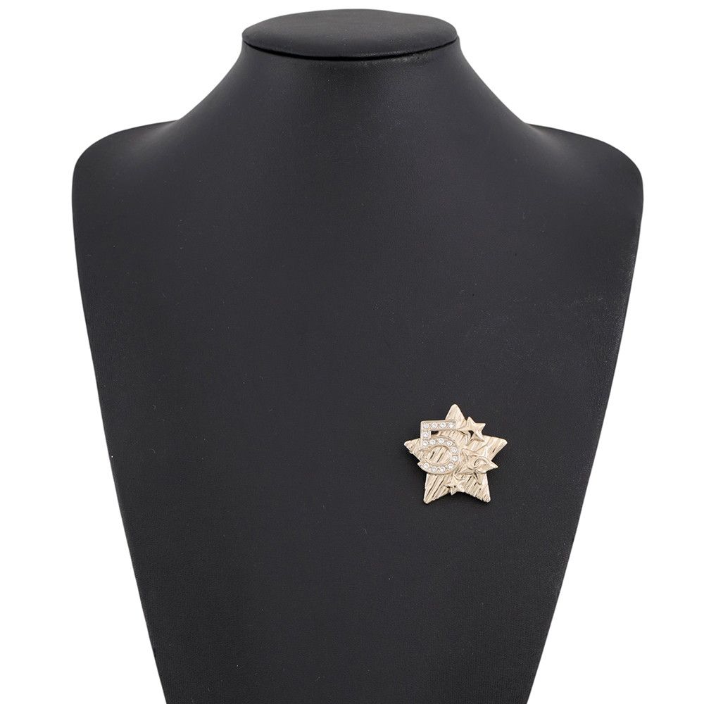 Chanel Brooch CC Logo No 5 Star Metal Rhinestone B Cahnel — view 4
