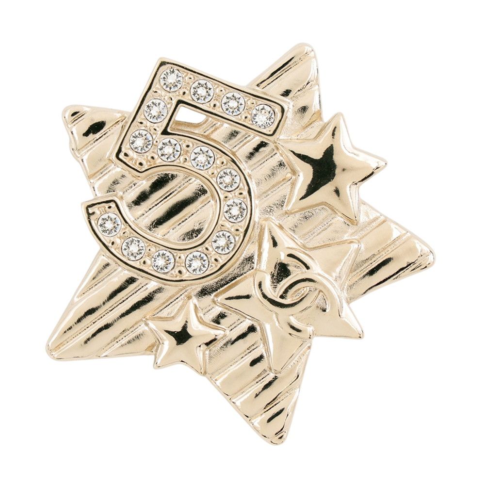 Chanel Brooch CC Logo No 5 Star Metal Rhinestone B Cahnel