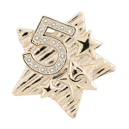 Chanel Brooch CC Logo No 5 Star Metal Rhinestone B Cahnel