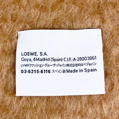 Loewe Mohair Wool Anagram Leather Patch Fringe Scarf Brown — view 6