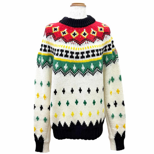 Moncler Grenoble Wool Logo Patch Nordic Long Sleeve Knit Sweater