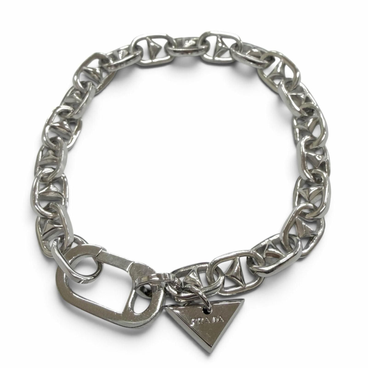 Prada Triangle Charm Chain Bracelet Silver
