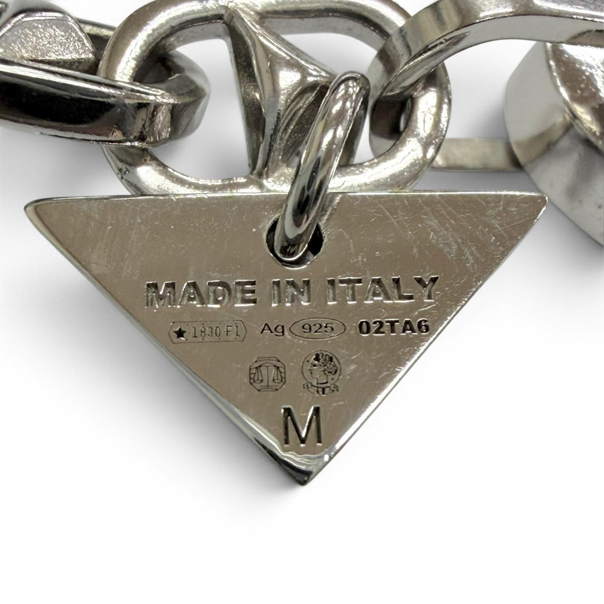 Prada Triangle Charm Chain Bracelet Silver — view 6