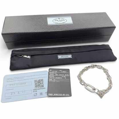 Prada Triangle Charm Chain Bracelet Silver — view 2
