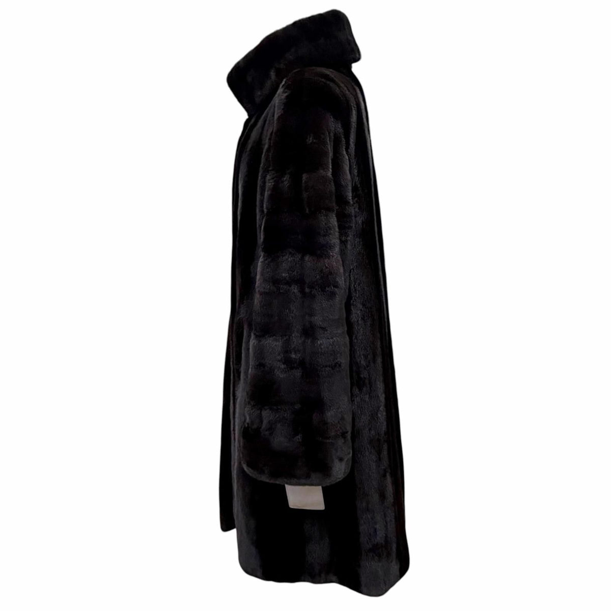 Dior Logo Gold Button Mink Long Fur Coat Black Gramma — view 3