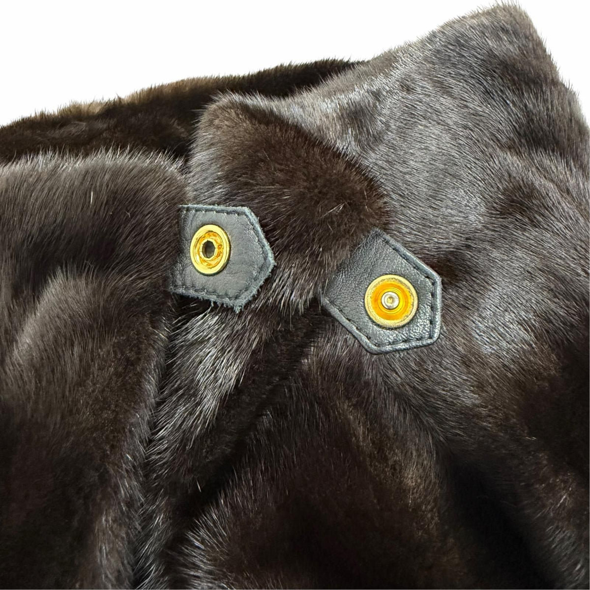 Dior Logo Gold Button Mink Long Fur Coat Black Gramma — view 6
