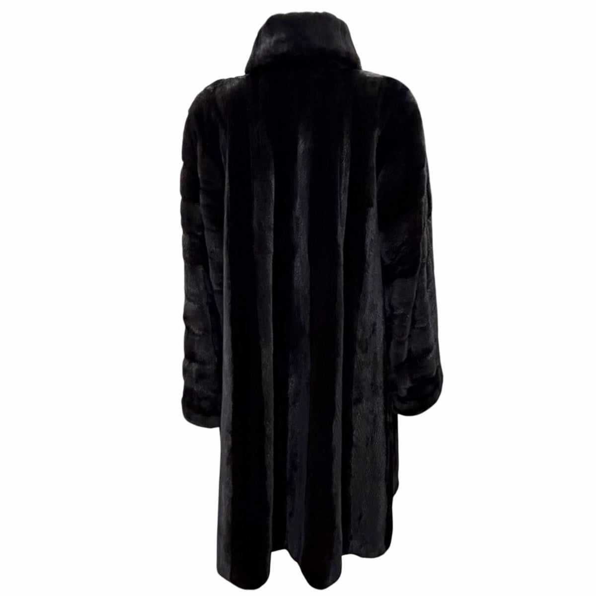 Dior Logo Gold Button Mink Long Fur Coat Black Gramma — view 4