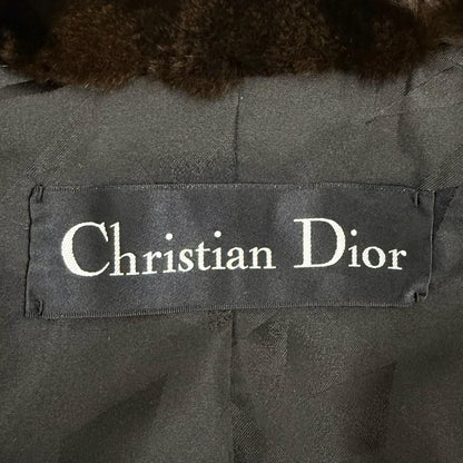 Dior Logo Gold Button Mink Long Fur Coat Black Gramma — view 8