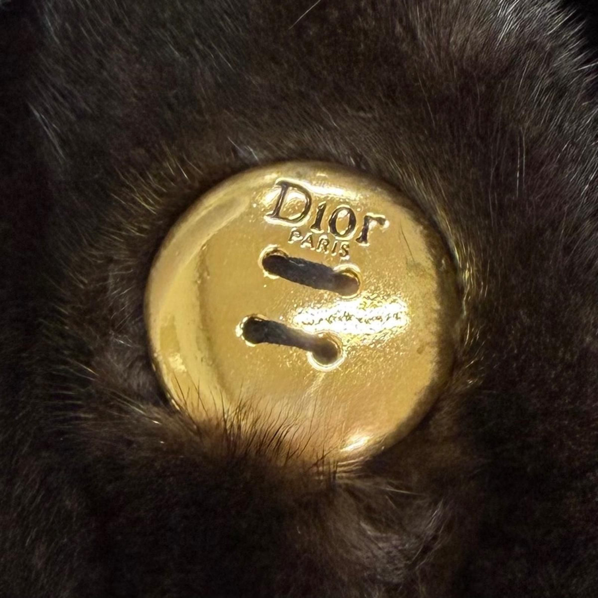 Dior Logo Gold Button Mink Long Fur Coat Black Gramma — view 7