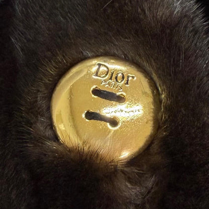 Dior Logo Gold Button Mink Long Fur Coat Black Gramma — view 7