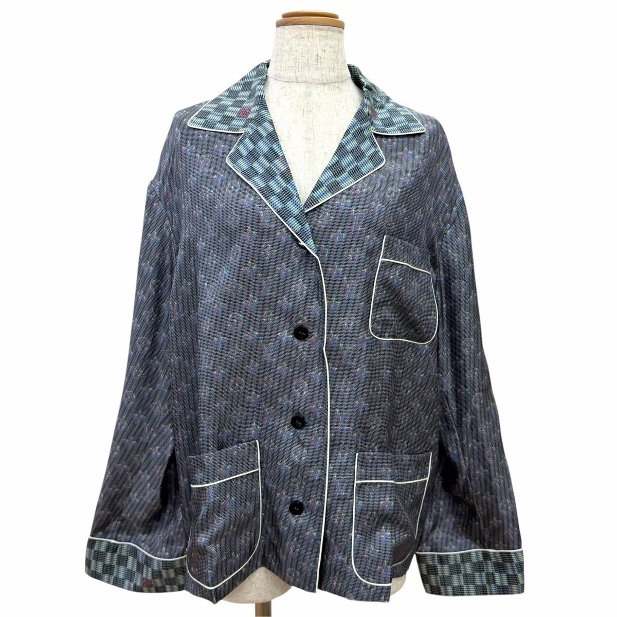 Louis Vuitton Silk 100% LV Buttoned 3D Monogram Print All Over Long Sleeve