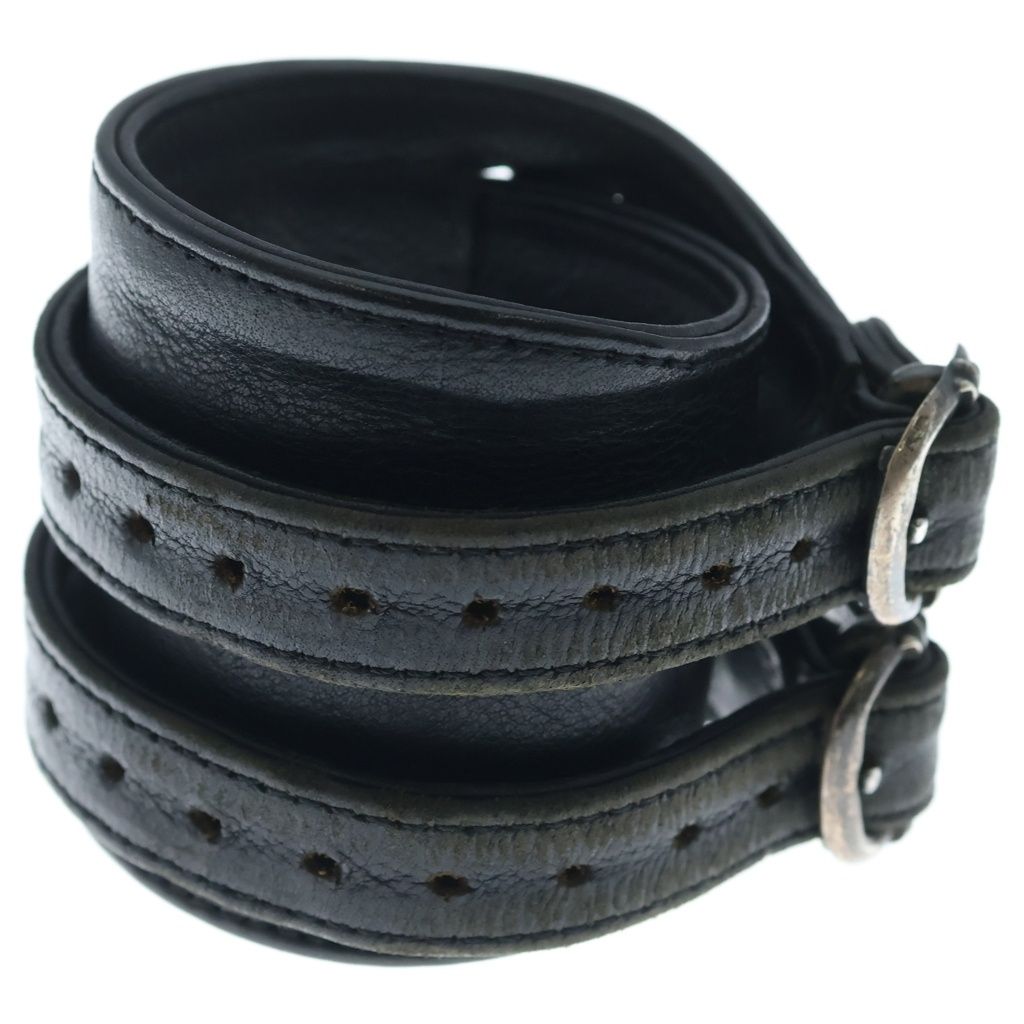 Chrome Hearts Double RR Rock'n'roll Gunslinger Leather Bracelet Black Silver — view 3