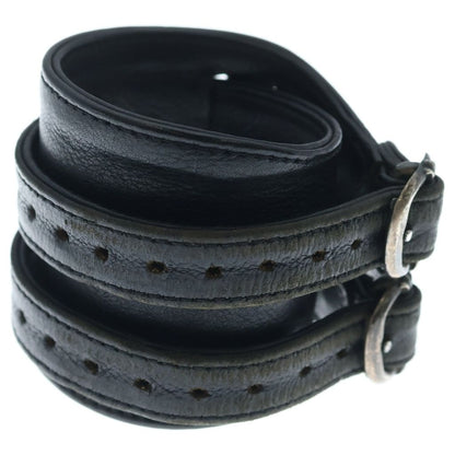 Chrome Hearts Double RR Rock'n'roll Gunslinger Leather Bracelet Black Silver — view 3