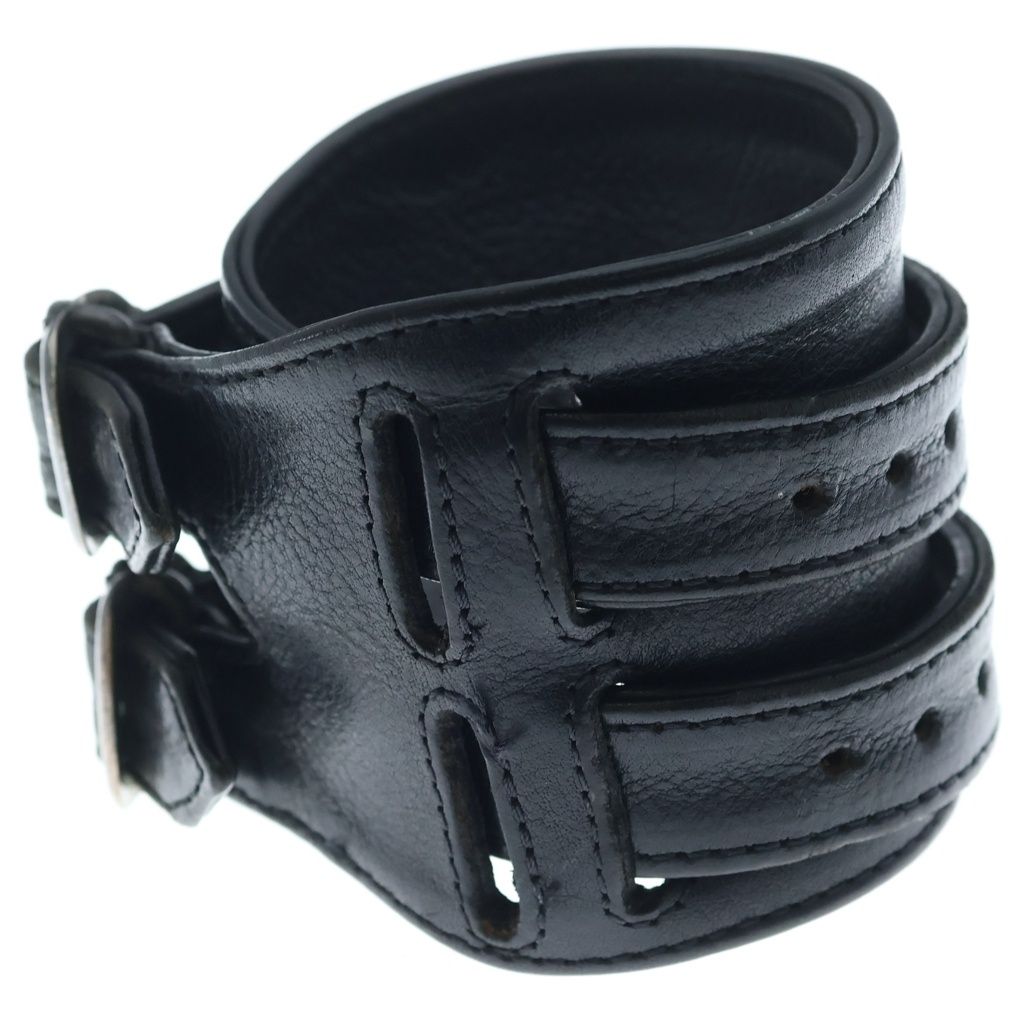 Chrome Hearts Double RR Rock'n'roll Gunslinger Leather Bracelet Black Silver — view 4