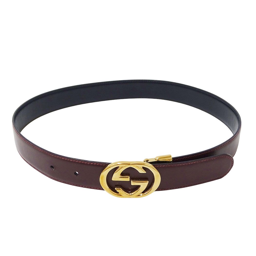 Gucci Belt Leather Bordeaux Black Reversible Simple — view 3