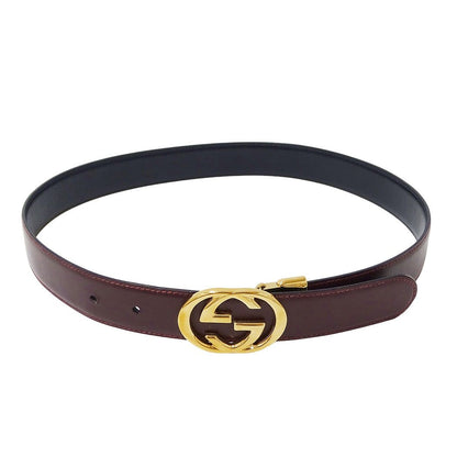Gucci Belt Leather Bordeaux Black Reversible Simple — view 3