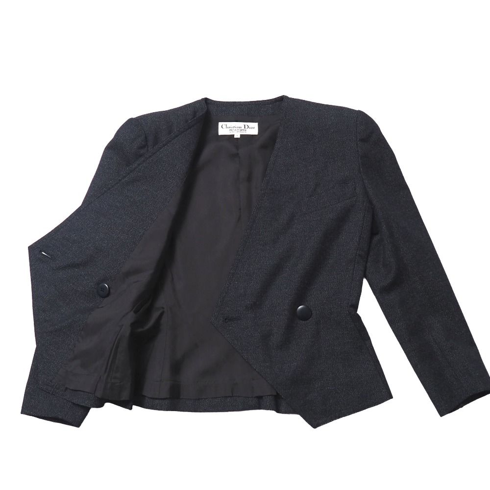 Dior Vintage Skirt Suit Collarless Jacket Pencil — view 4