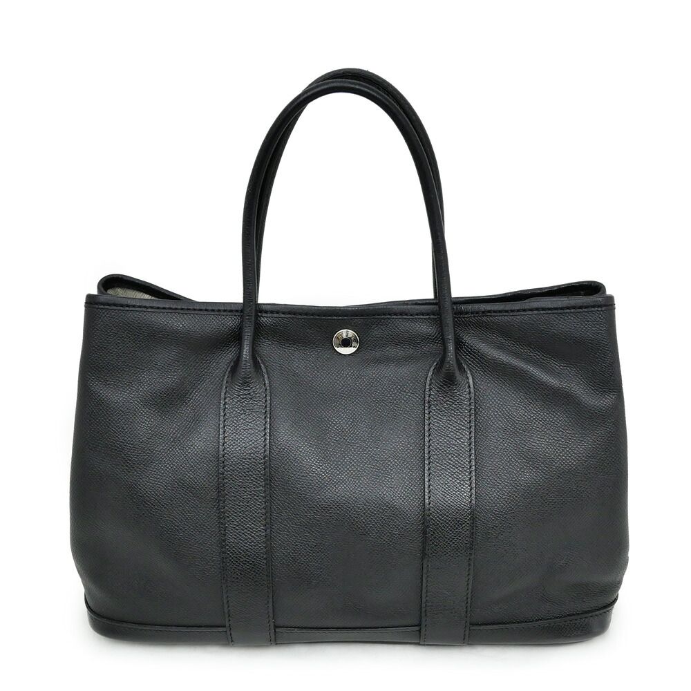 Hermes Garden Party TPM 30 Black Epsom Leather Hand Tote Bag