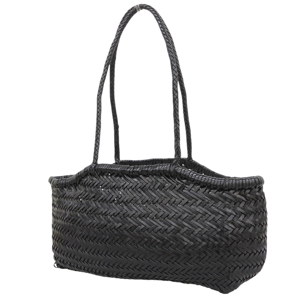 Max Mara Weekend Woven Leather Tote Bag Shoulder Braid Black — view 2