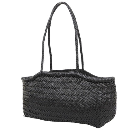 Max Mara Weekend Woven Leather Tote Bag Shoulder Braid Black — view 2