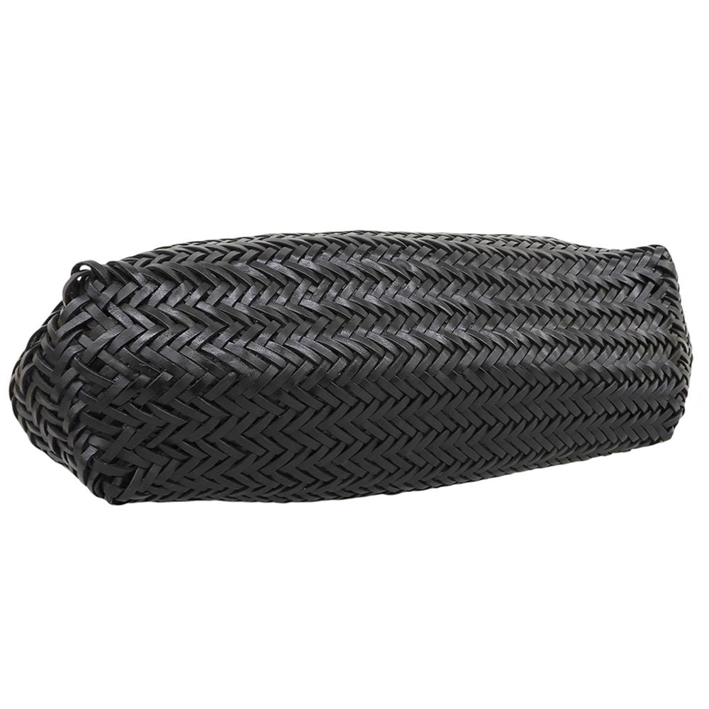 Max Mara Weekend Woven Leather Tote Bag Shoulder Braid Black — view 3