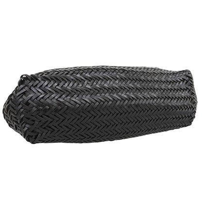 Max Mara Weekend Woven Leather Tote Bag Shoulder Braid Black — view 3