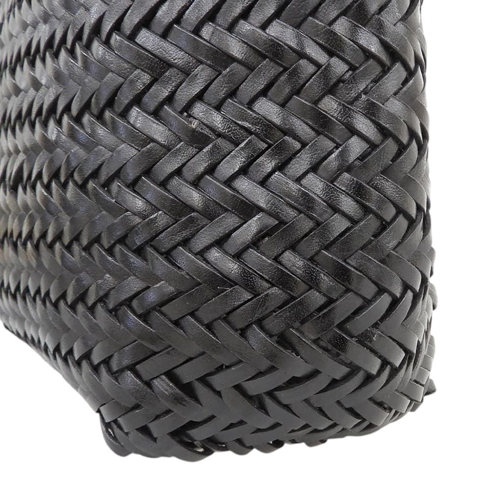 Max Mara Weekend Woven Leather Tote Bag Shoulder Braid Black — view 6