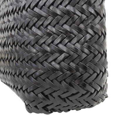 Max Mara Weekend Woven Leather Tote Bag Shoulder Braid Black — view 6
