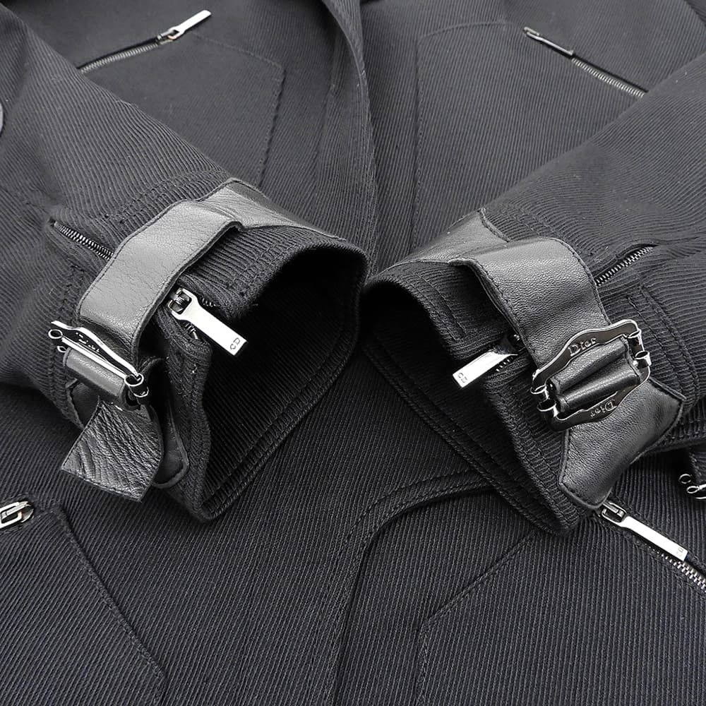 Dior John Galliano Lambskin Wool Paneled Long Coat Black 38 — view 5