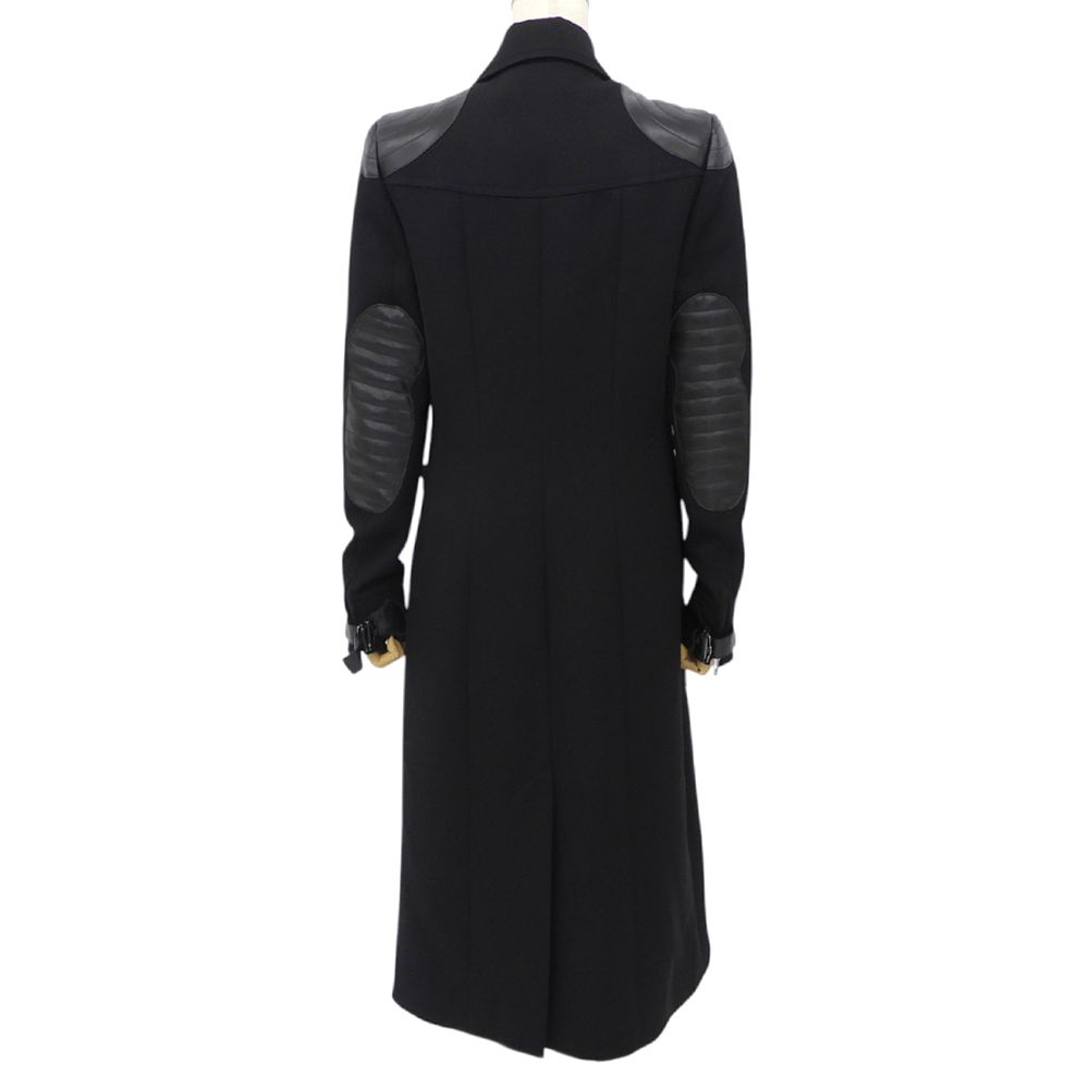 Dior John Galliano Lambskin Wool Paneled Long Coat Black 38 — view 2
