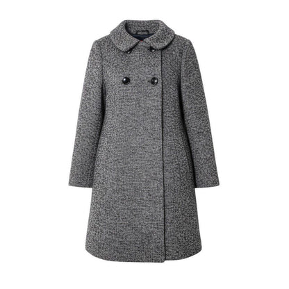 Max Mara Tweed Coat Double Button Mid Length Black White 36
