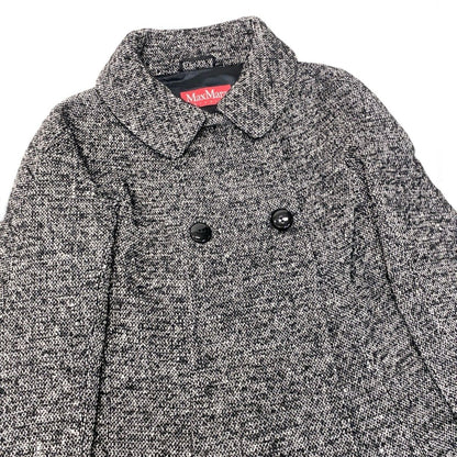 Max Mara Tweed Coat Double Button Mid Length Black White 36 — view 4