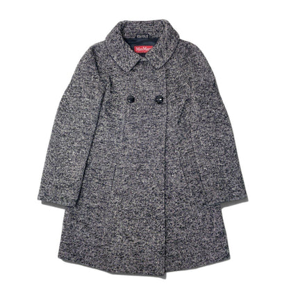 Max Mara Tweed Coat Double Button Mid Length Black White 36 — view 2