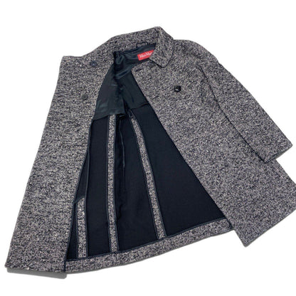 Max Mara Tweed Coat Double Button Mid Length Black White 36 — view 7