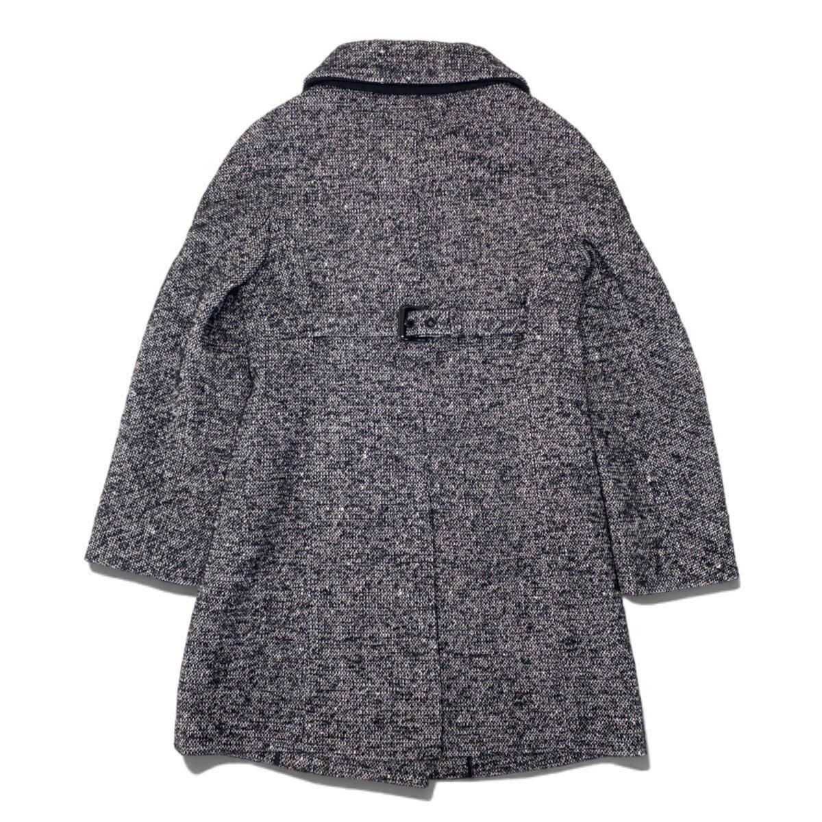 Max Mara Tweed Coat Double Button Mid Length Black White 36 — view 3