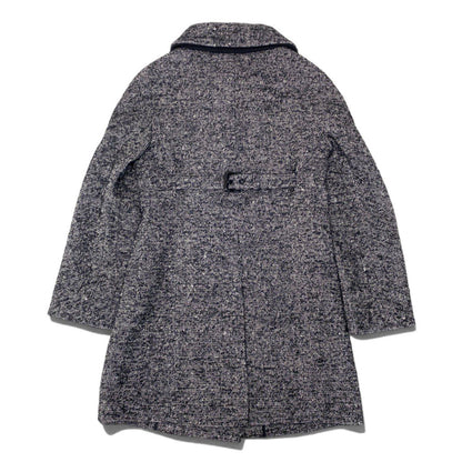 Max Mara Tweed Coat Double Button Mid Length Black White 36 — view 3