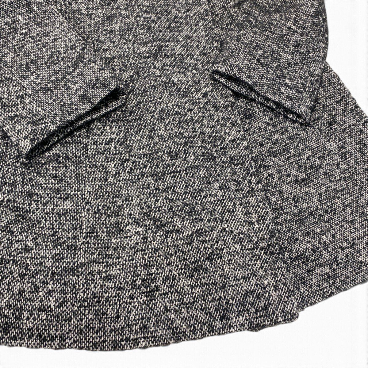 Max Mara Tweed Coat Double Button Mid Length Black White 36 — view 5