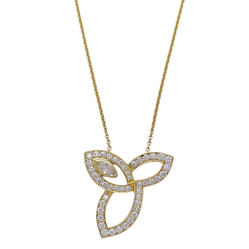 Harry Winston Necklace 750 Yellow Gold Diamond Lily Cluster — view 2