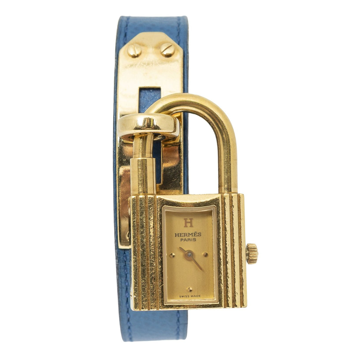 Hermes Kelly Watch Blue Courchevel Leather