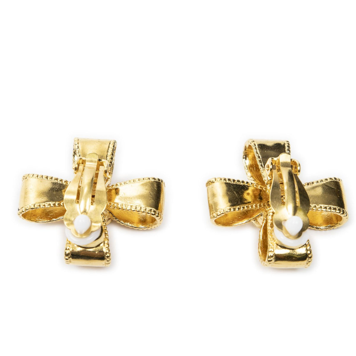 Chanel CC Ribbon Cross Clip-On Earrings Gold Plated — view 2