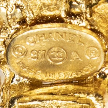 Chanel CC Ribbon Cross Clip-On Earrings Gold Plated — view 3