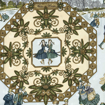 Hermes Scarf Beige Light Blue Green Jacquard Silk — view 3