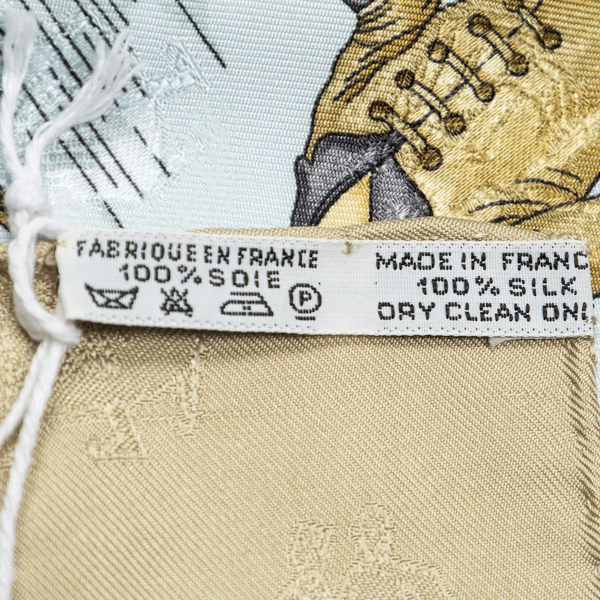Hermes Scarf Beige Light Blue Green Jacquard Silk — view 5