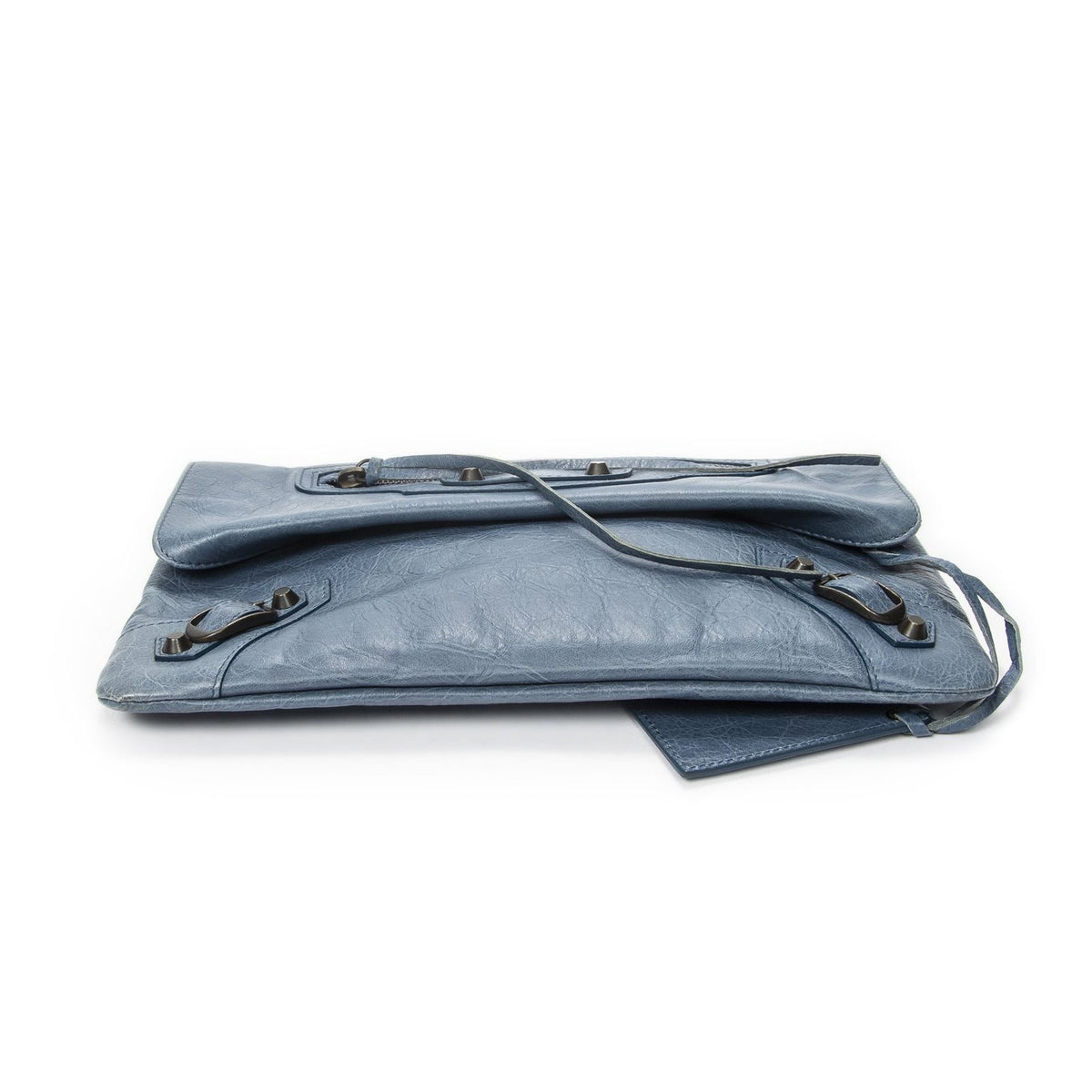 Balenciaga Envelope Clutch Blue Distressed Leather — view 3