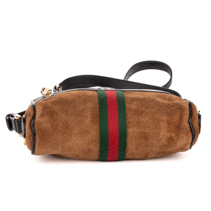 Gucci Mini Web Ophidia Crossbody Light Brown Black Suede Leather — view 6